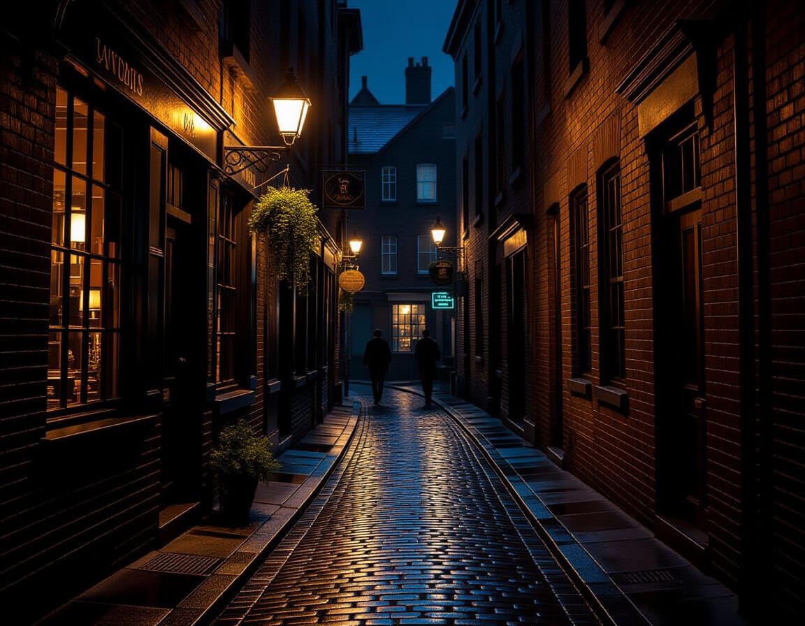 Midnight Alleyway with Tavern Light