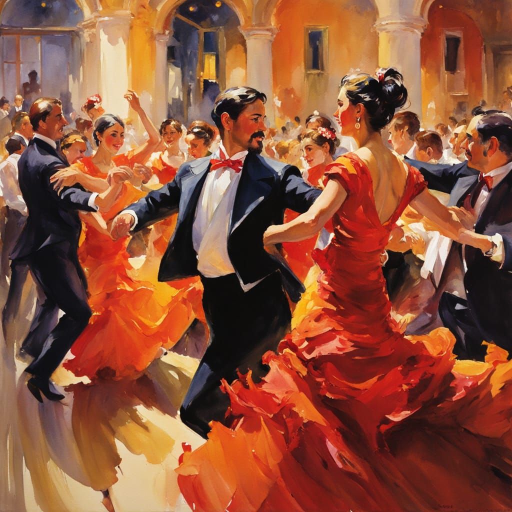 Flamenco Dancers in Vibrant Watercolour