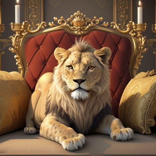 Renaissance Chibi Lion Cub Portrait in 3D