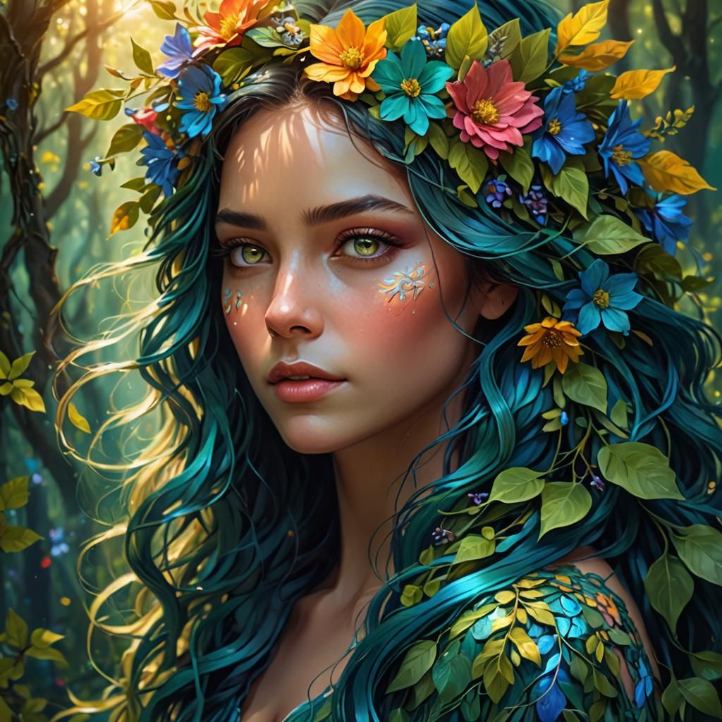 Forest Nymph Portrait in Fantasy Style