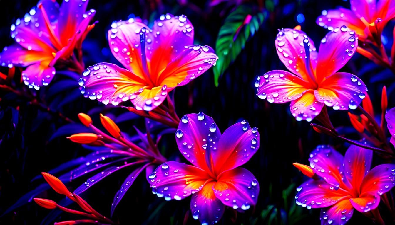 Fluorescent Tropical Flowers Bloom at Night