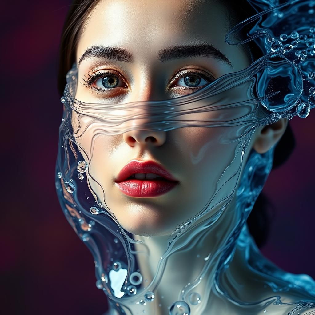 Water Woman Portrait in Hyper-Realistic 8K