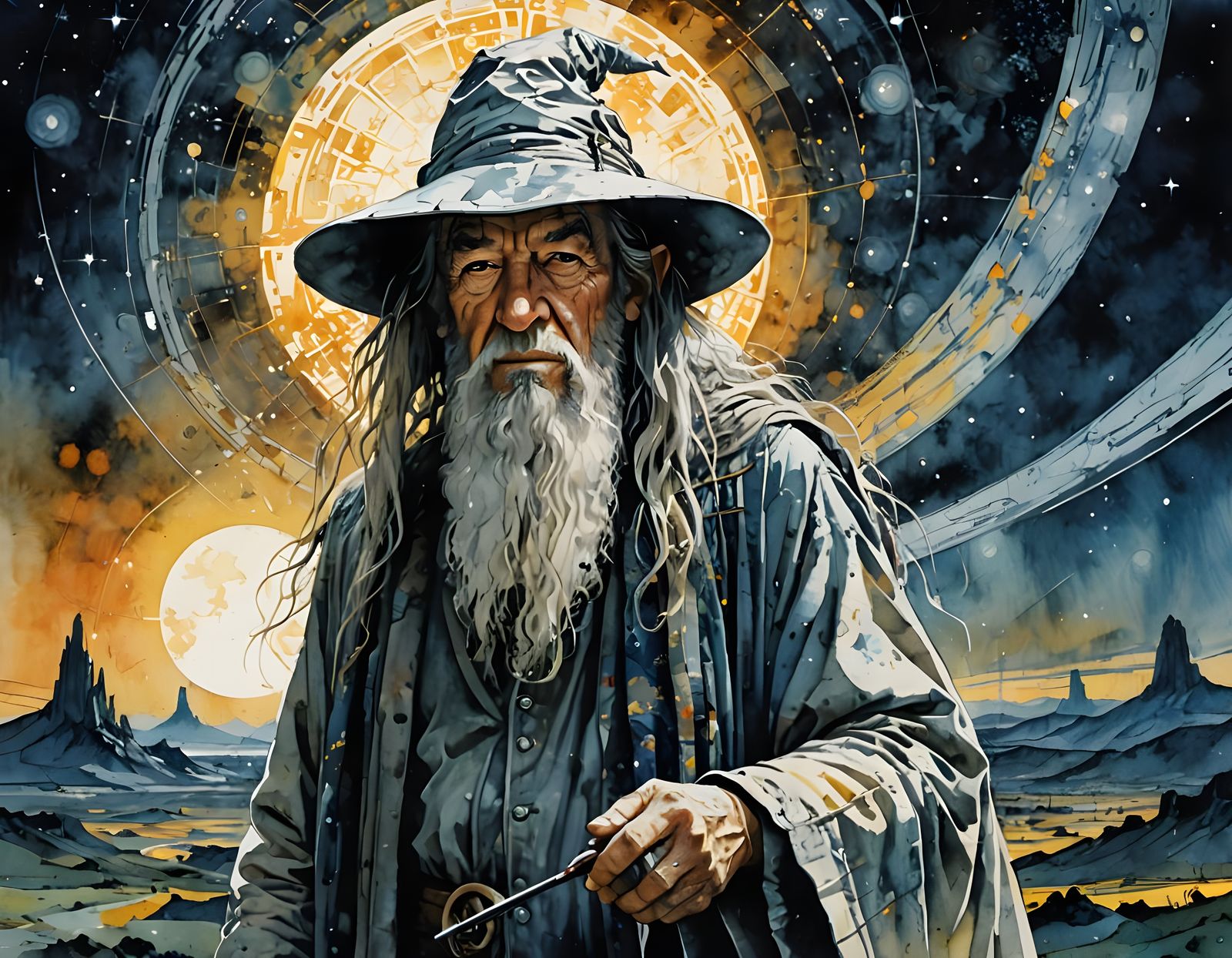 Gandalf the White in Starry Sci-Fi Fantasy