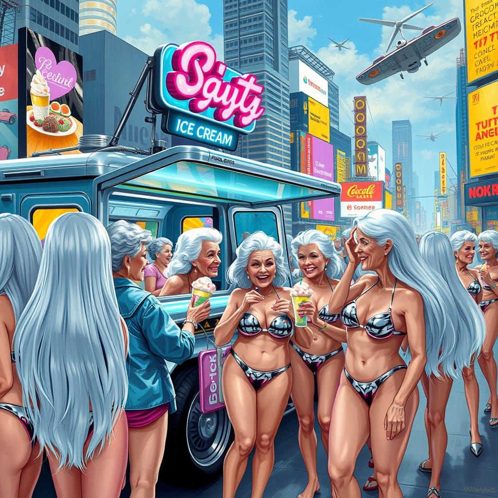 Futuristic Ice Cream Truck Serves Chrome Bikini Grandmothers