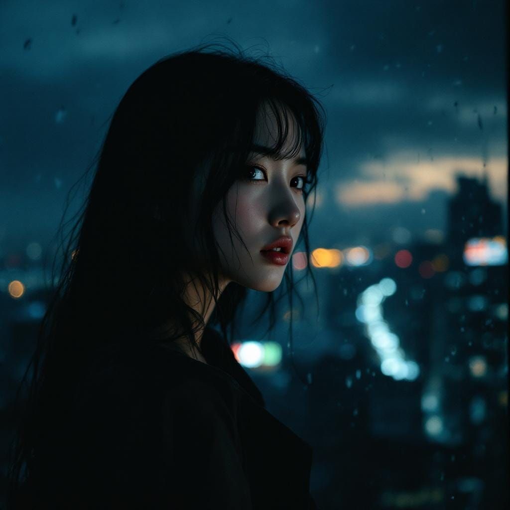 Cinematic Portrait of a Woman in Film-Noir Style