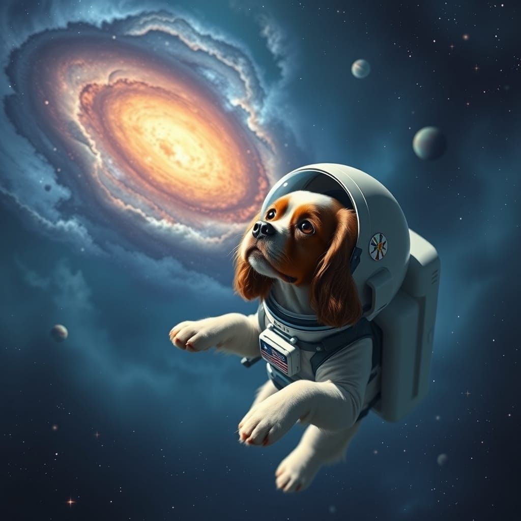 Canine Space Explorer in Cosmic Wonder
