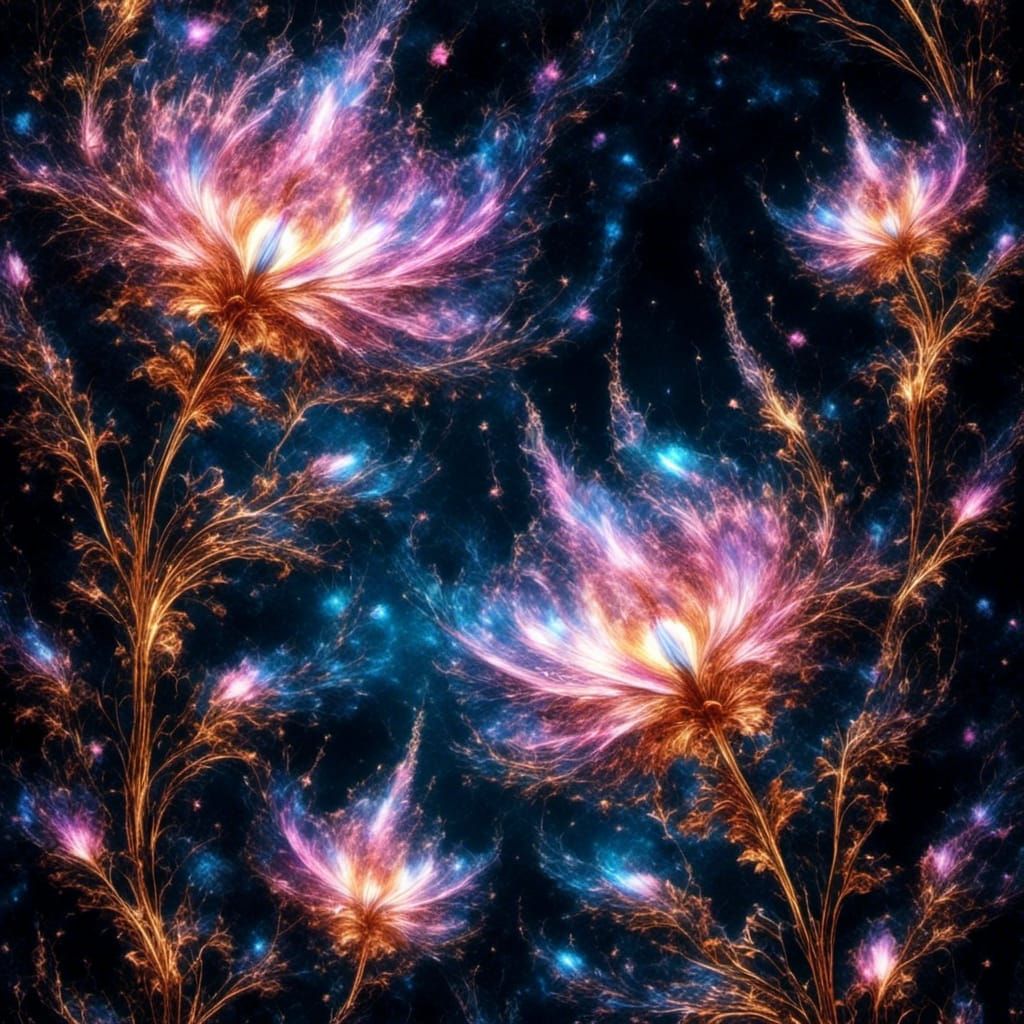 Galactic Beanstalk Flower in Mystical Aura