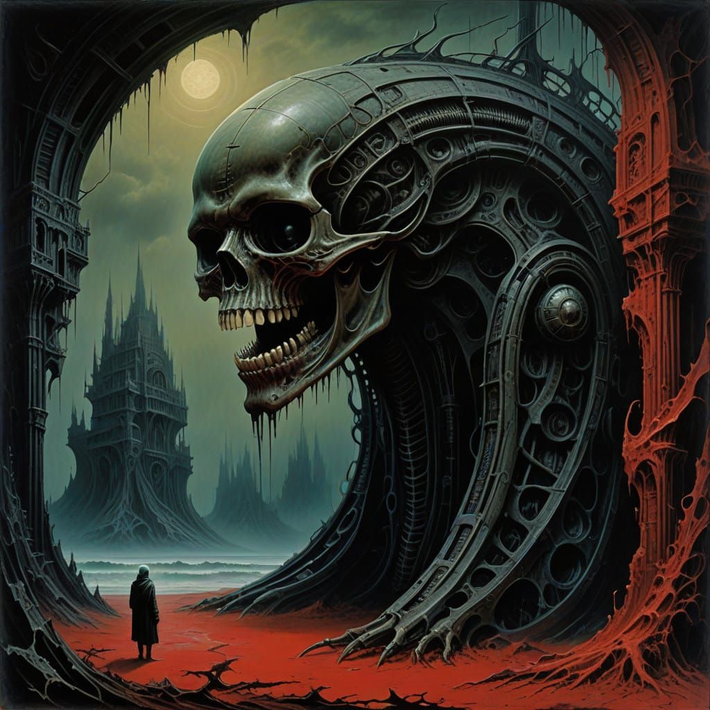 Surreal Gothic Jawbone on Velvet