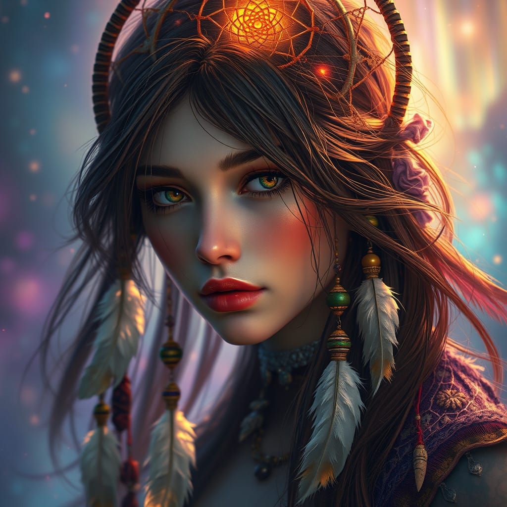 Mystical Dream Catcher Weaver in Ethereal Beauty