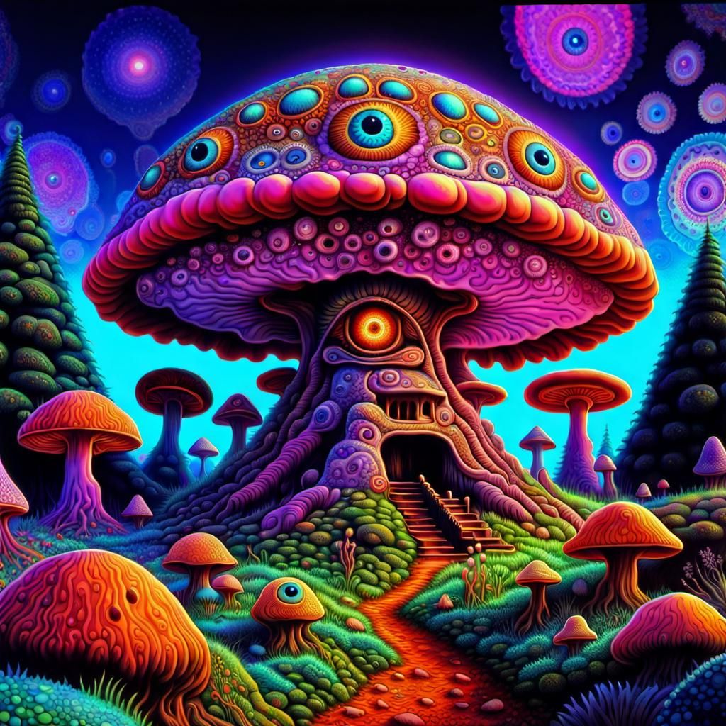 Psychedelic Fungus Mound in a Bizarre World