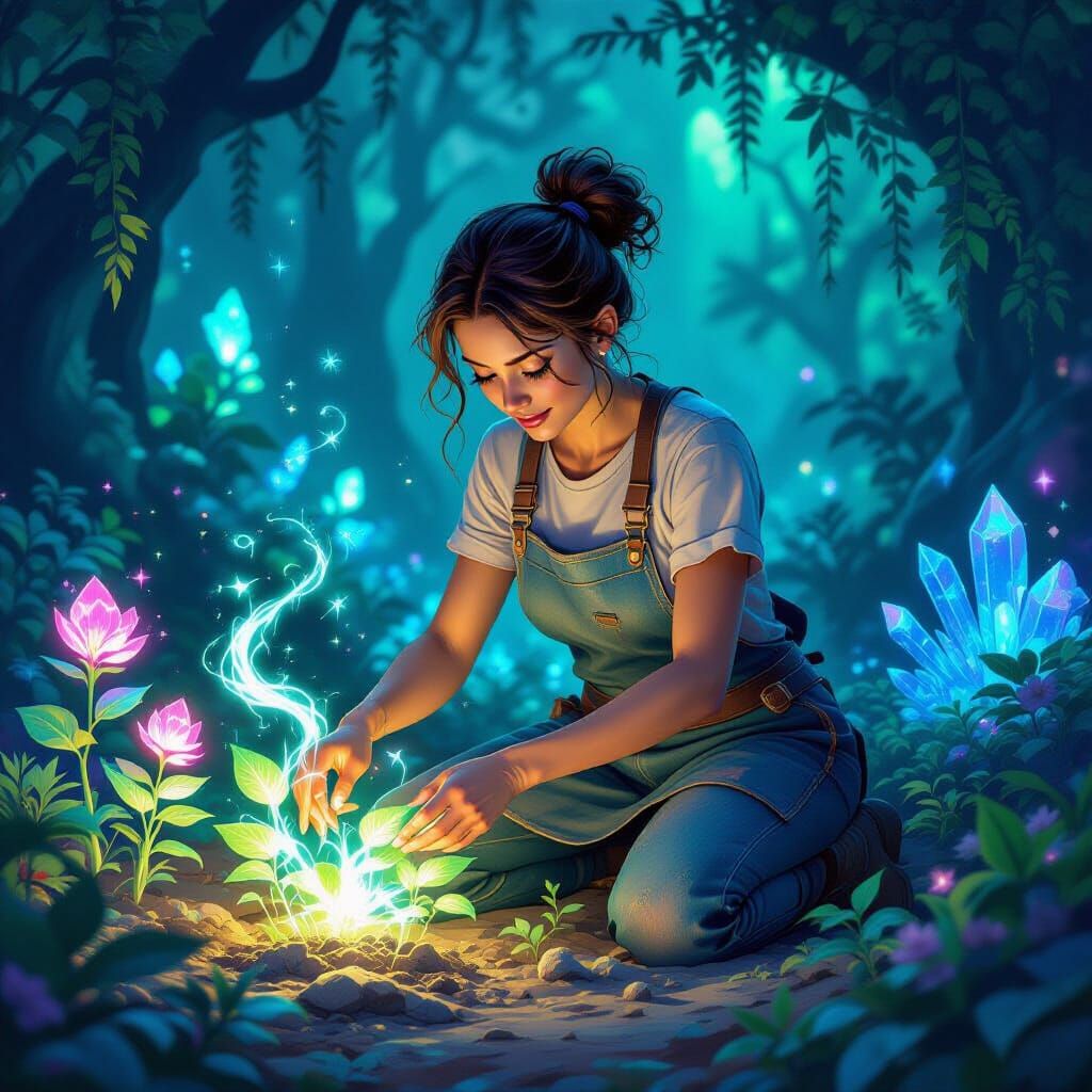 Tending the magical herbs