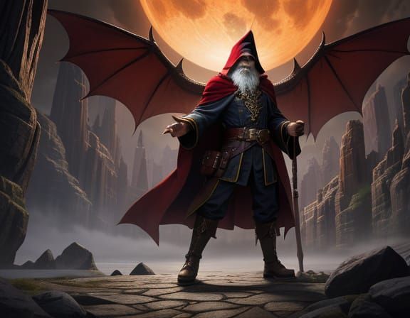 Heroic Fantasy Cover Art: Red Dragon vs. Brave Adventurers i...