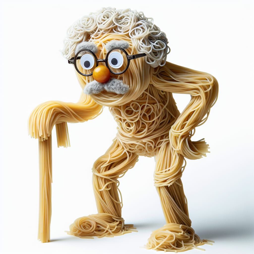 Satirical Spaghetti Figure in Whimsical Style