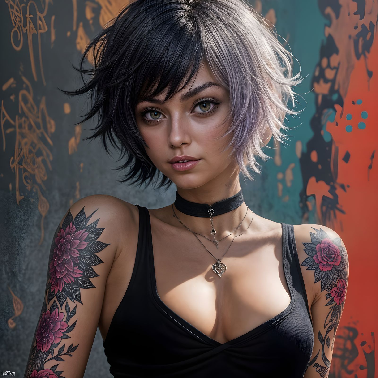 Latina Woman Portrait in Hyperrealistic Splash Art