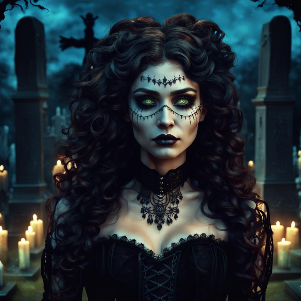 Cajun Bayou Witch Summoning Ghosts: Fantasy Art