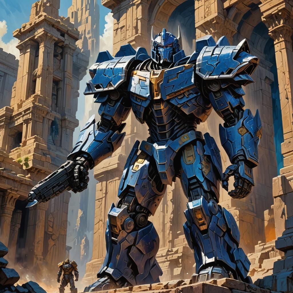 Megatron Amidst Ancient Ruins: Fantasy Concept Art