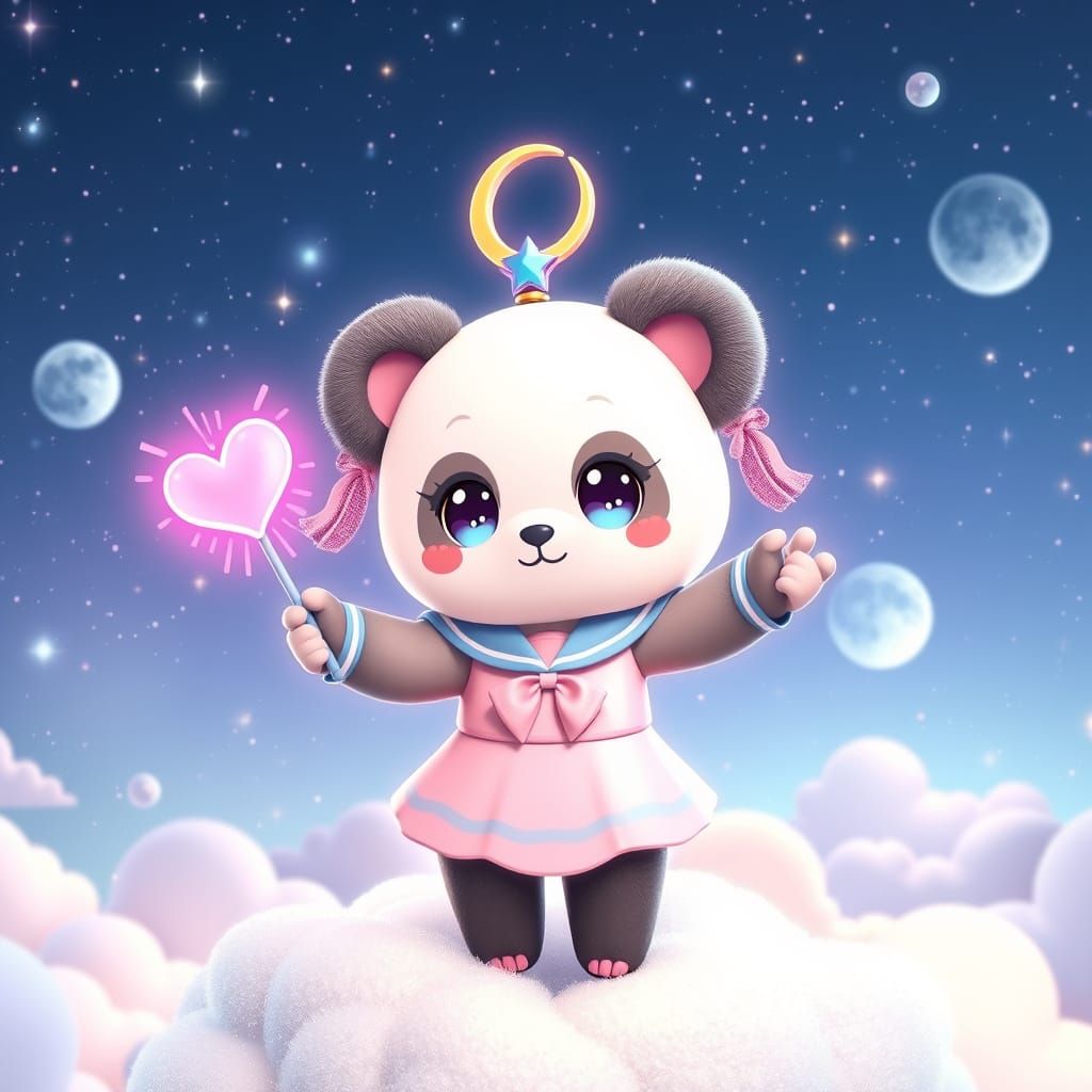 Kawaii Panda Magical Girl in Sailor Outfit
