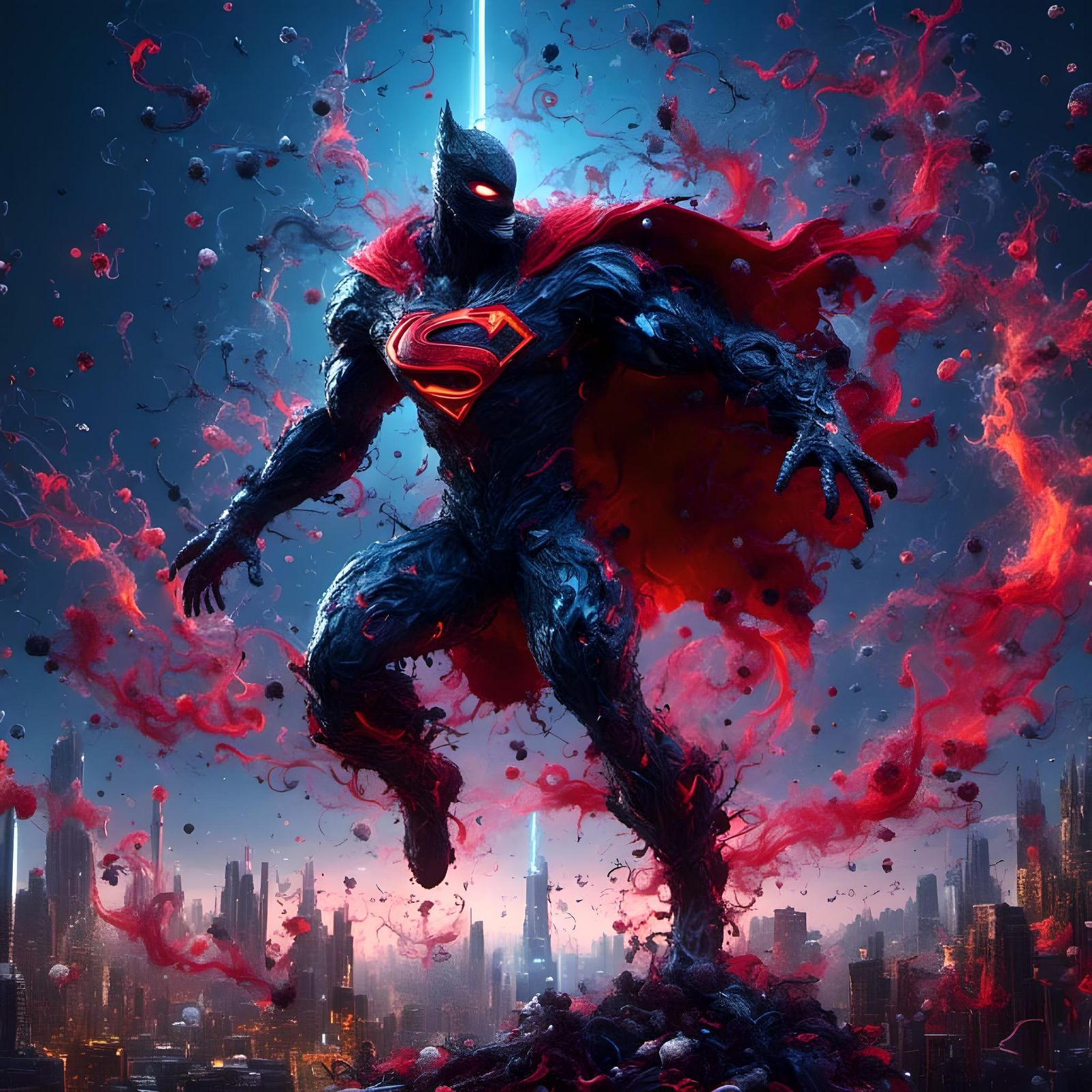 Superman Symbiote: Pixar-Style 3D Digital Art