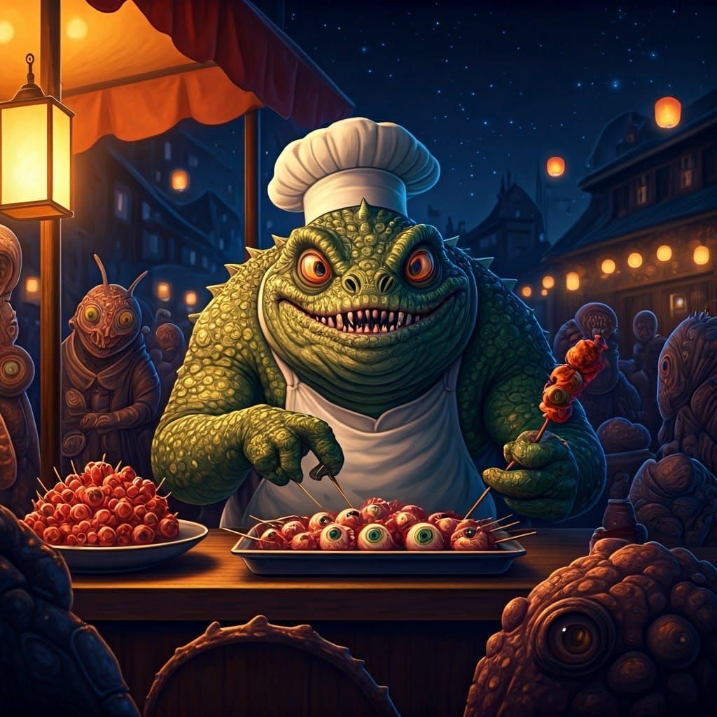Monster Chef Serves Tentacles in Dark Surrealism
