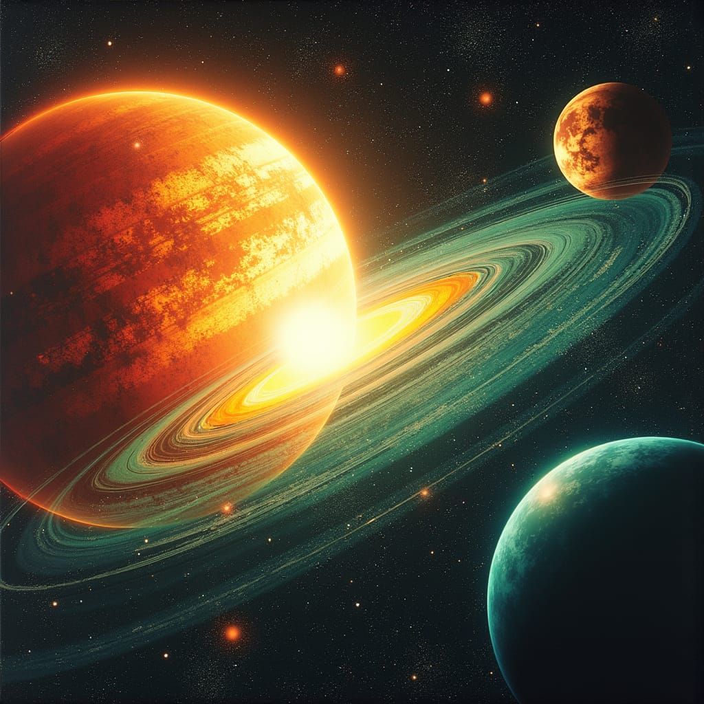 Vibrant Outer System in Futuristic Sci-Fi Style