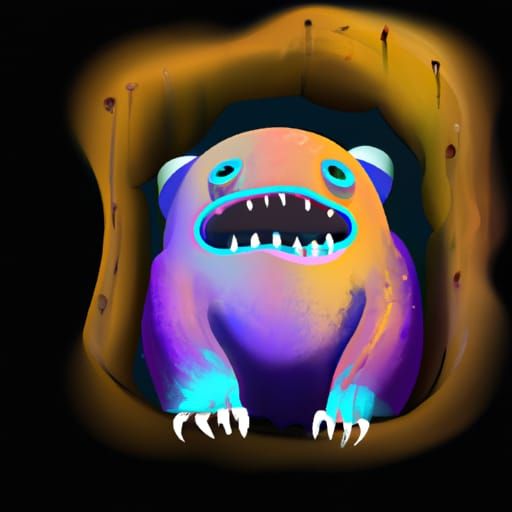 Hyperrealistic Cave Monster in Complementary Colors