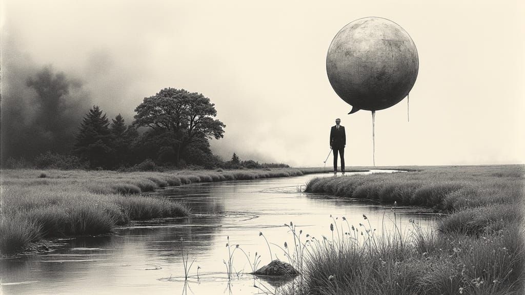 Dimensional Uncertainty: Surreal Optical Illusion in Ink