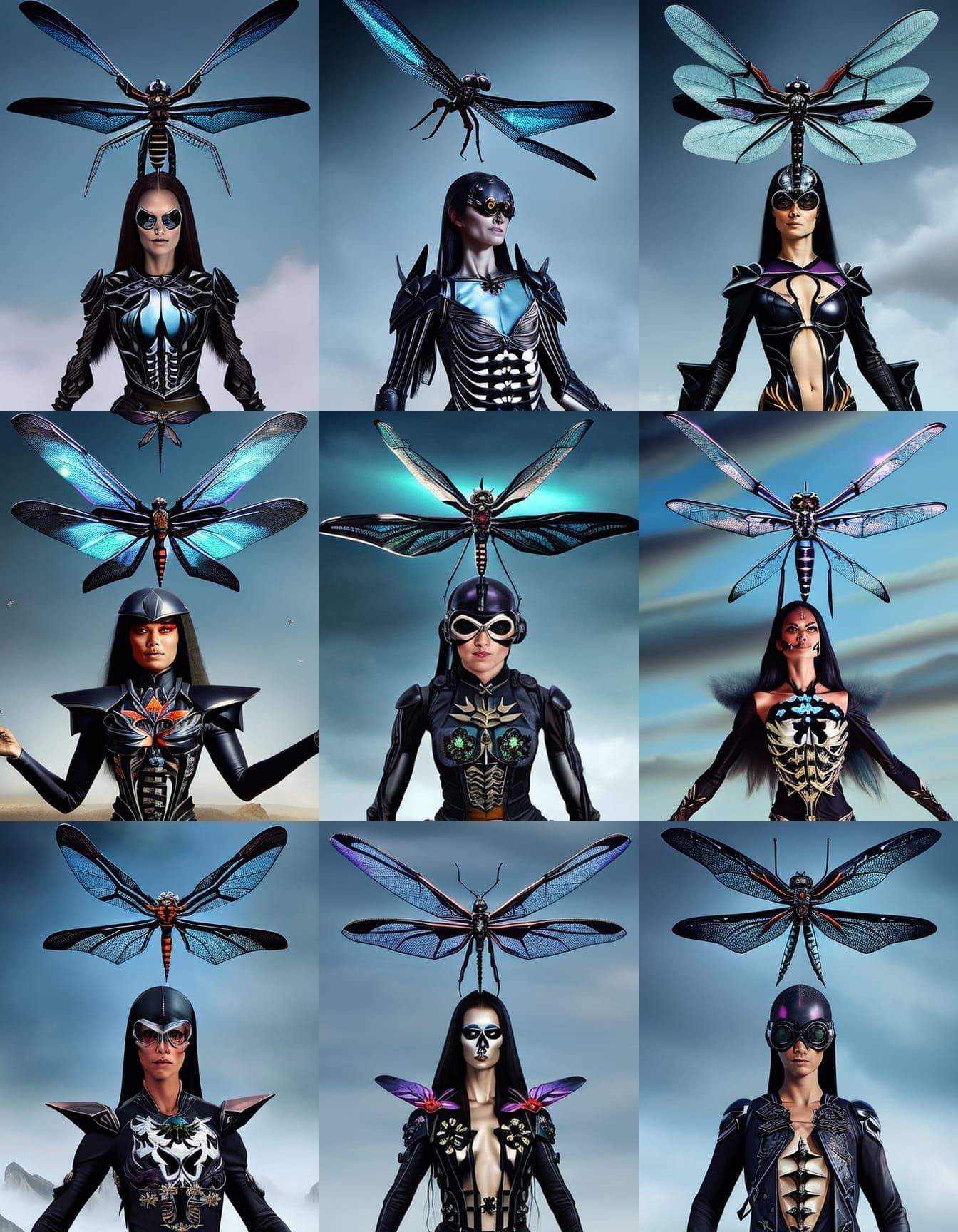 Gothic Evil Dragonfly in Retrofuturistic Photoillustration