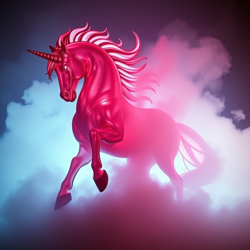 Majestic Vapor Horse Sculpture in Atmospheric Mist