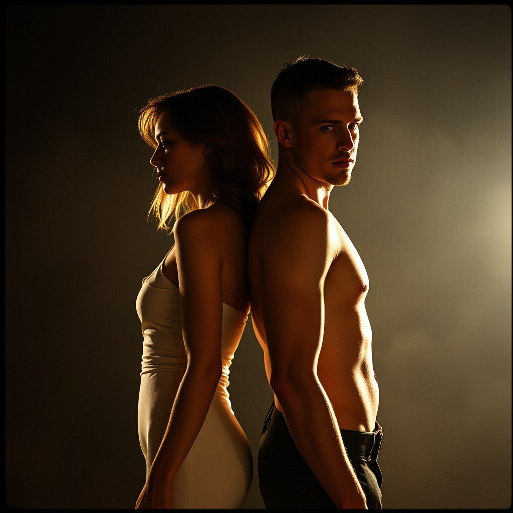 Dramatic Couple in Cinematic Fashion Photography Style