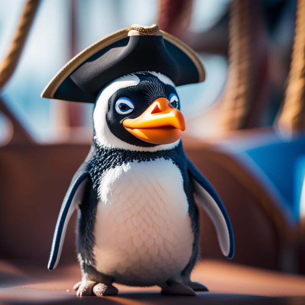 Pirate Penguin Portrait in Professional Photography Style