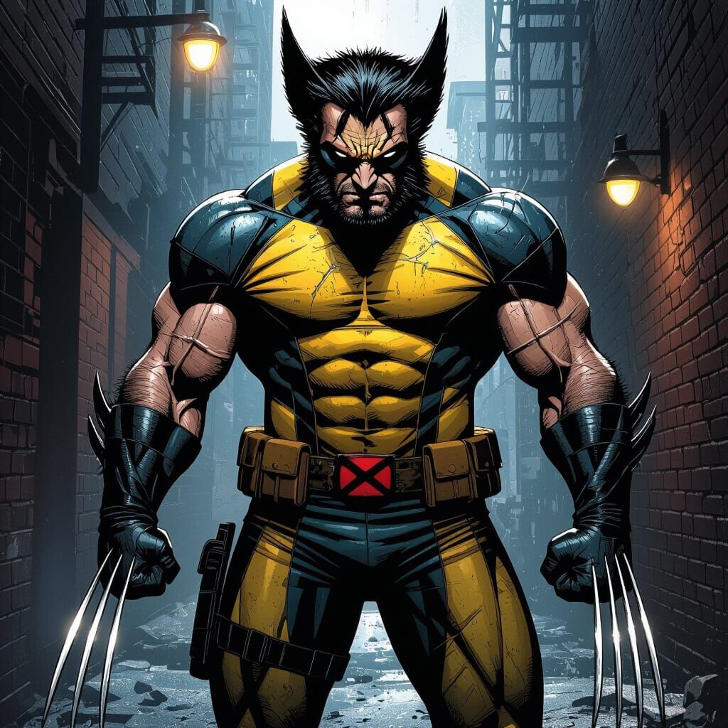 Wolverine in Dark Alley, Claws Extended