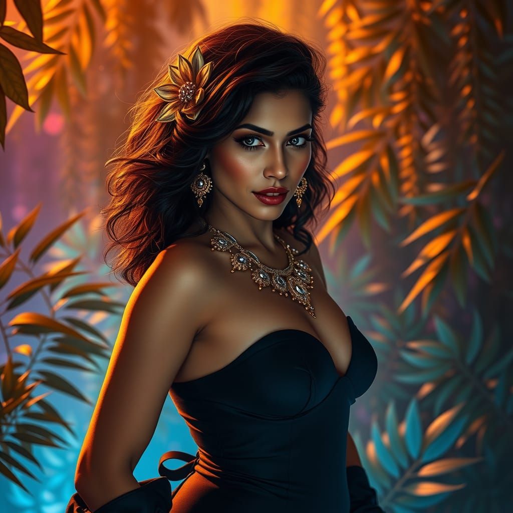 Fierce Indian Woman in Mystical Evening Ambiance