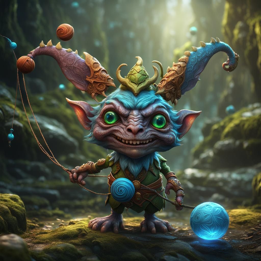 Elfin Creature with Yo-Yo: Detailed Matte Painting
