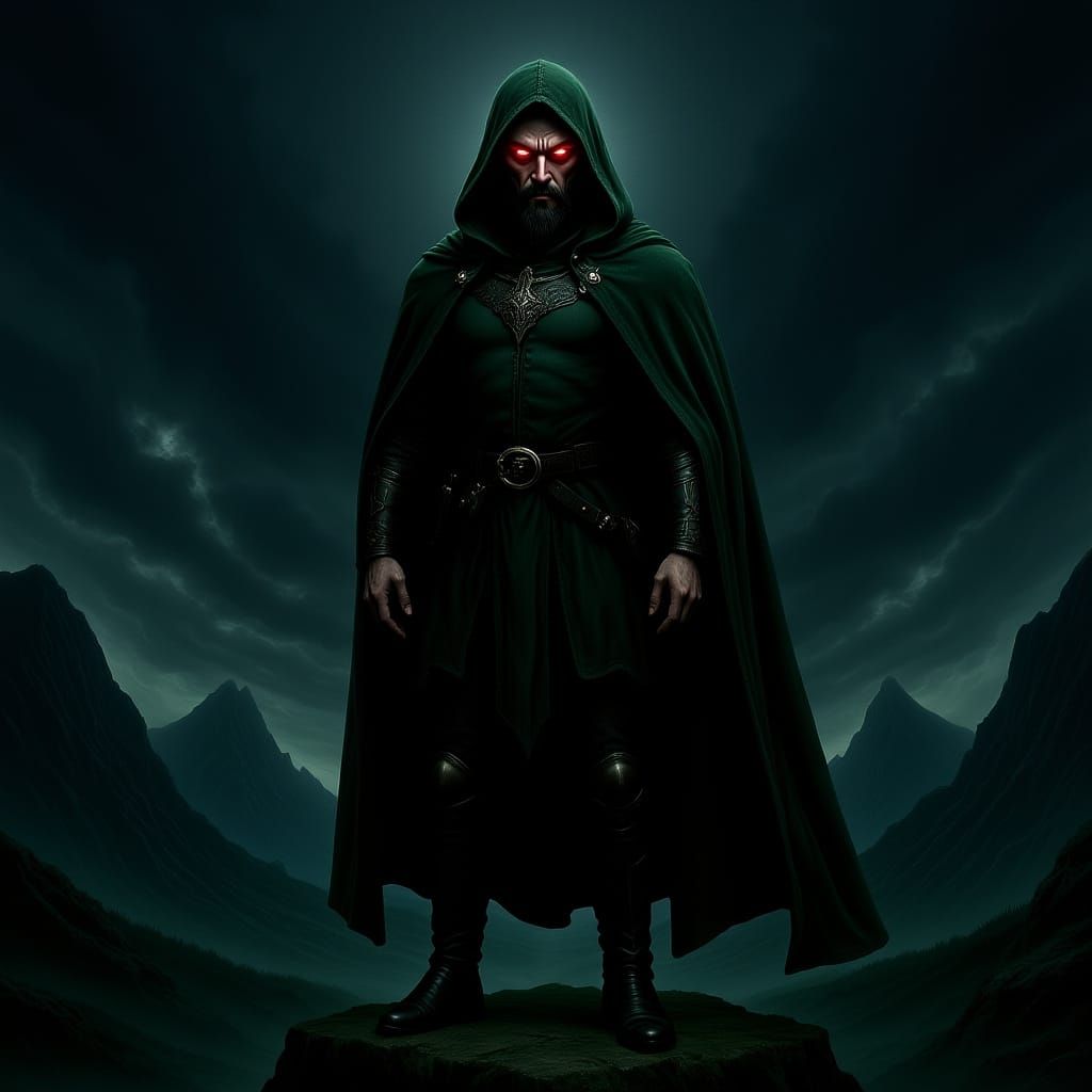 Mystical Elf Warrior on Misty Cliff, Dramatic Lighting