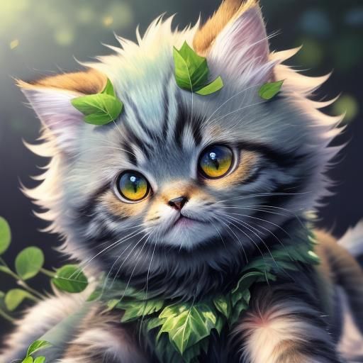 Kitten Spider in Anime Style, 3D Render