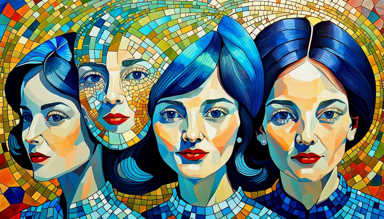 Expressionist Portrait with Cosmati Mosaic Background