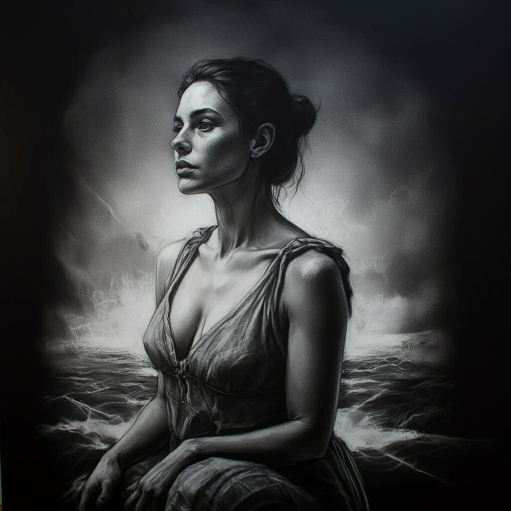 Hyperdetailed Charcoal Drawing of Recovery