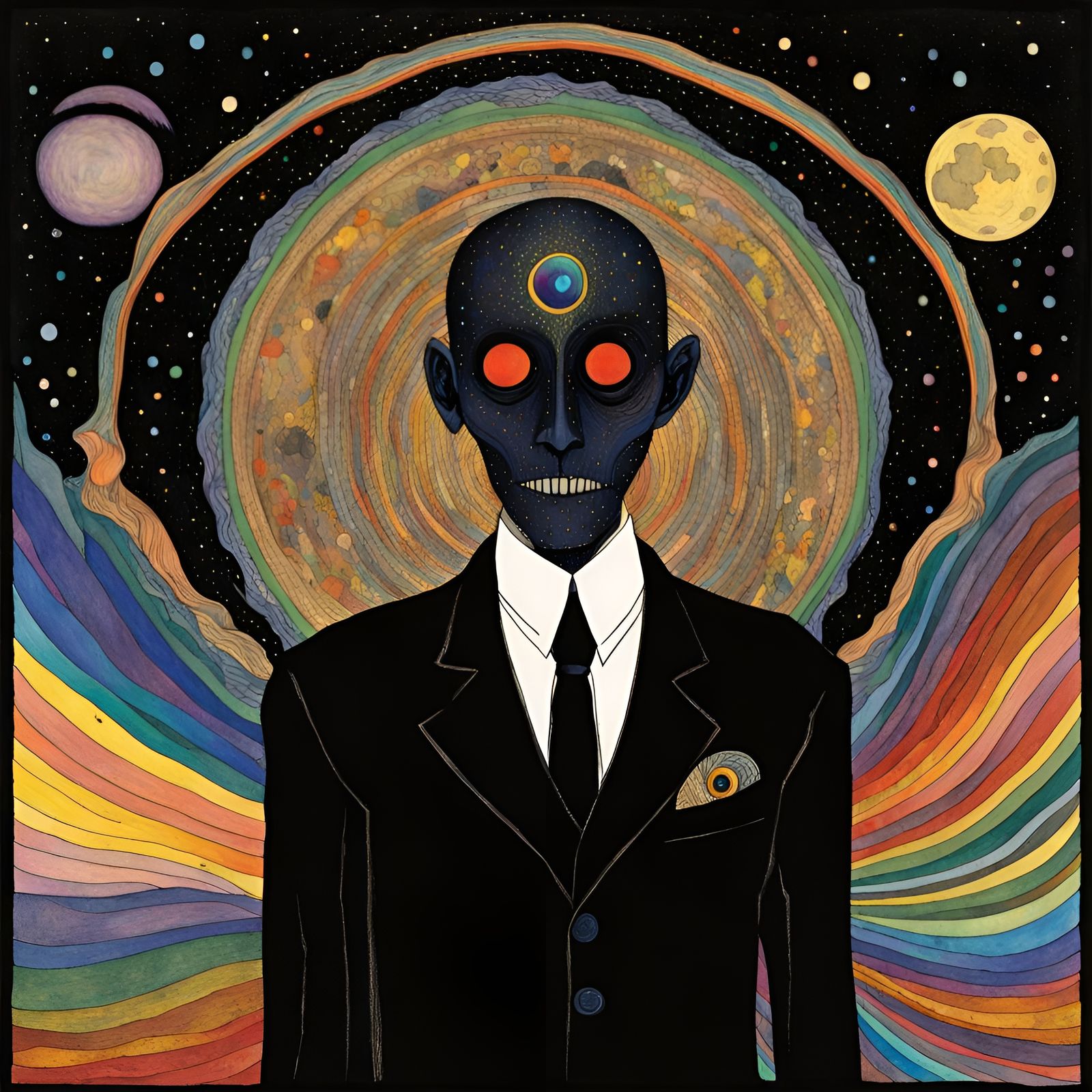 Opalescent Avatar in Ito and Darger Line Art