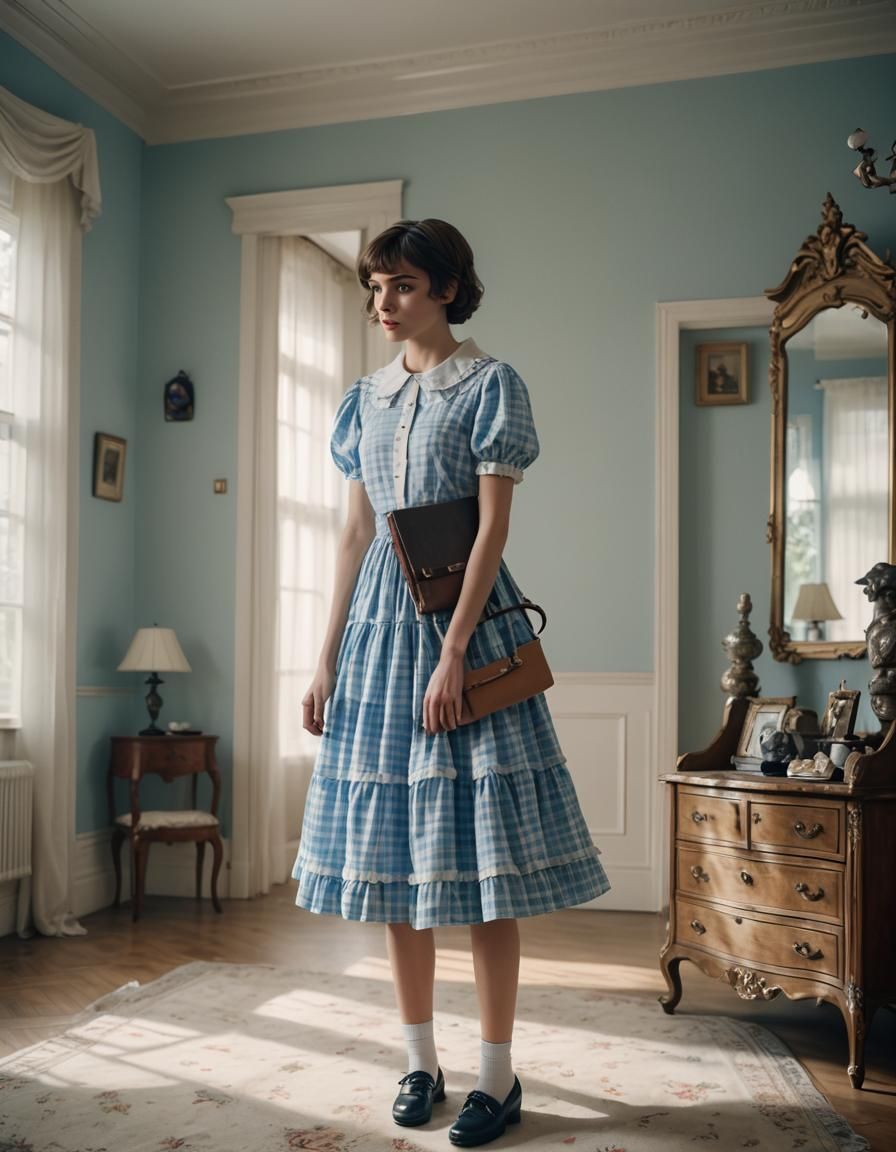 Muscular Boy in Babydoll Dress, Cinematic Still