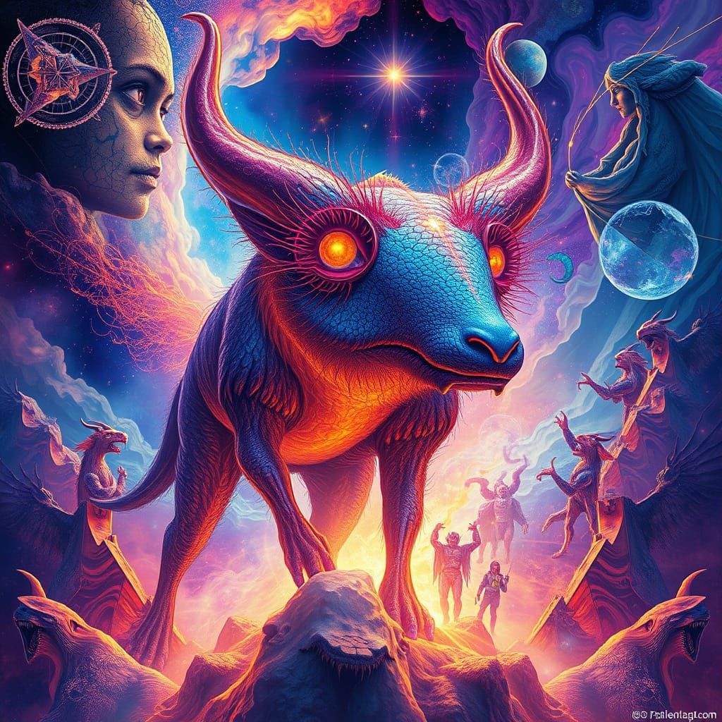 Dreamlike Holographic Scene in Visionary Art Style