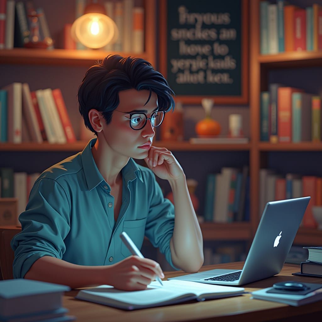 Creative Writer's Digital Art, in Photorealistic CGI Style