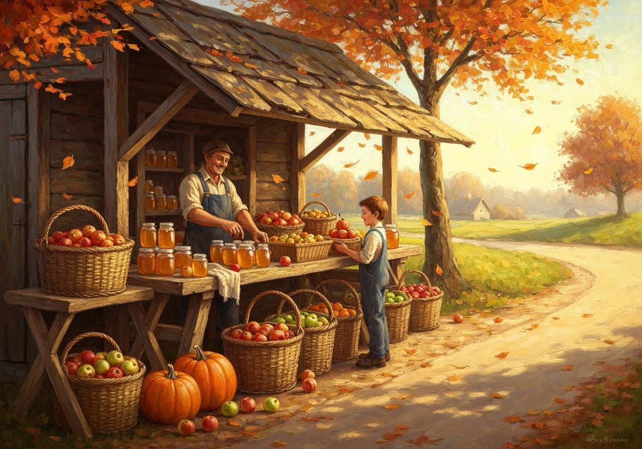 Autumn Farmstand in Expressionist Oil Painting