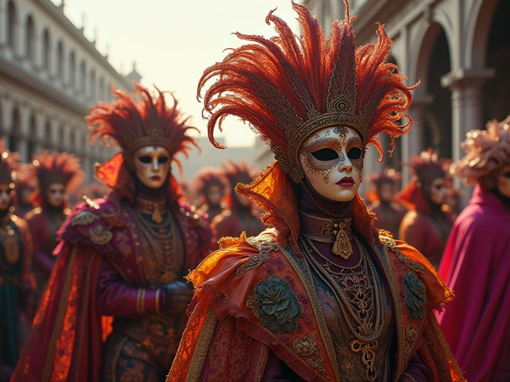 Vibrant Carnival Scene in Baroque Venice