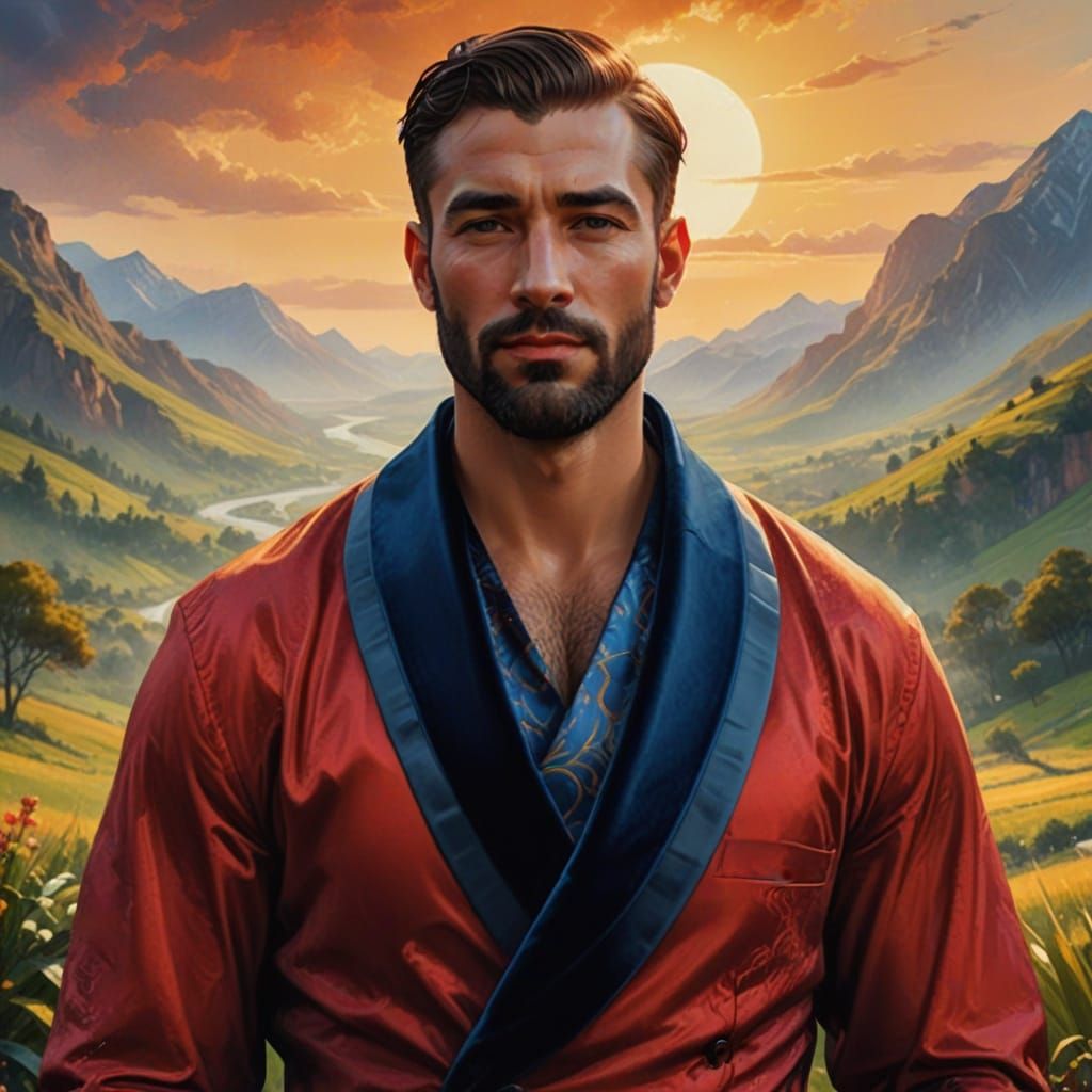 Elegant Man in Velvet Suit: Hyper-Realistic Digital Art