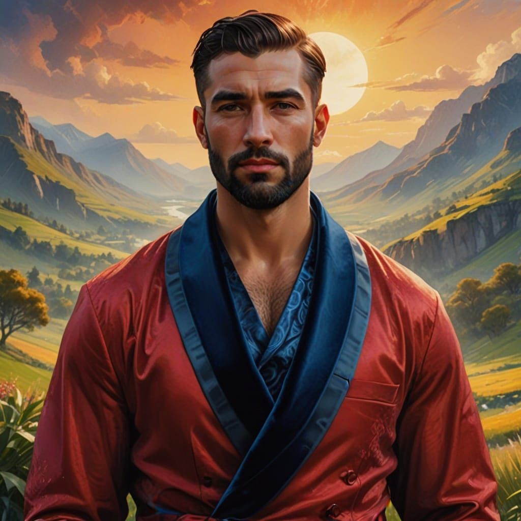 Elegant Man in Velvet Suit: Hyper-Realistic Digital Art