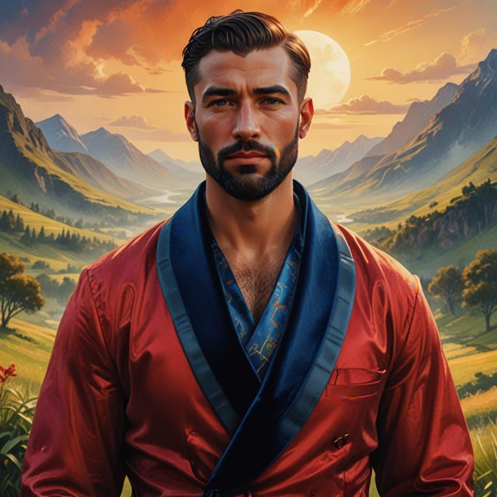 Elegant Man in Velvet Suit: Hyper-Realistic Digital Art