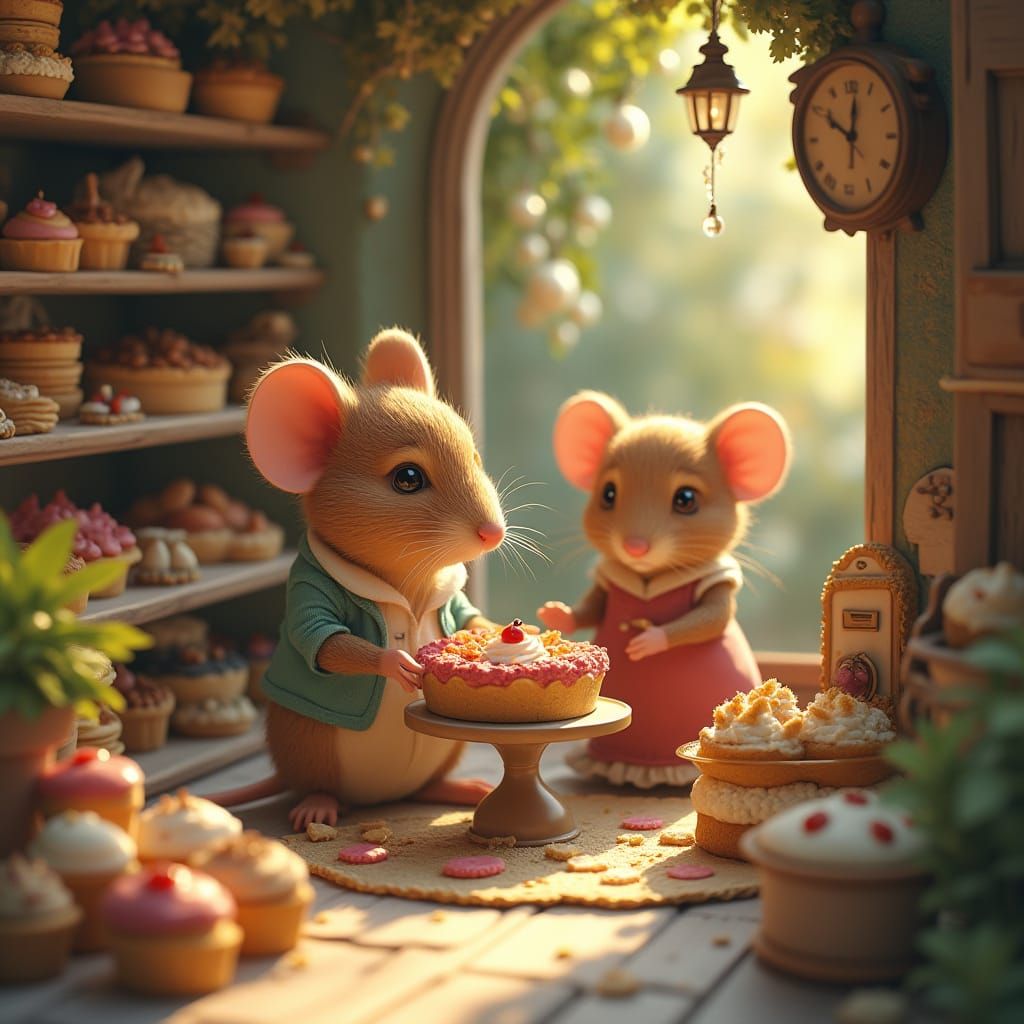 Hyper-Realistic Mouse Bakery in Miniature Village