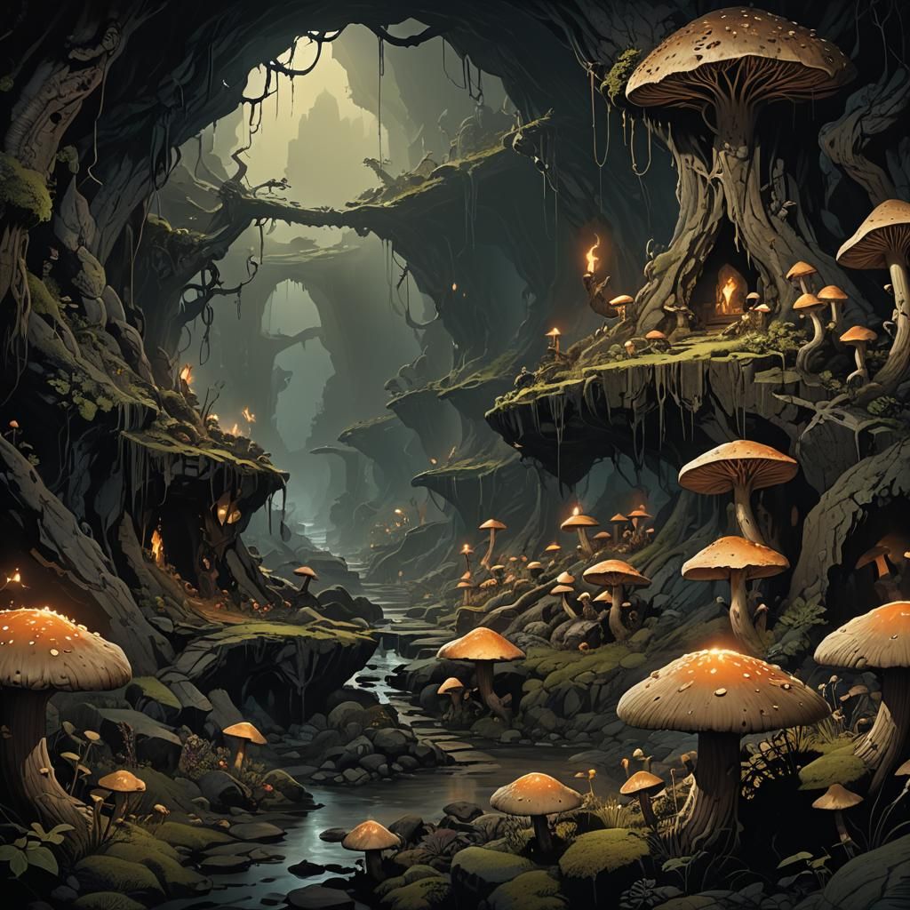 Foreboding Underdark Realm in Dark Fantasy Style