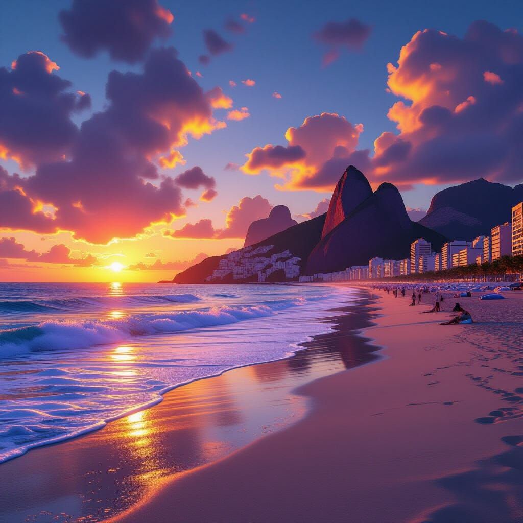 Copacabana Beach Sunset: Fantasy Matte Painting