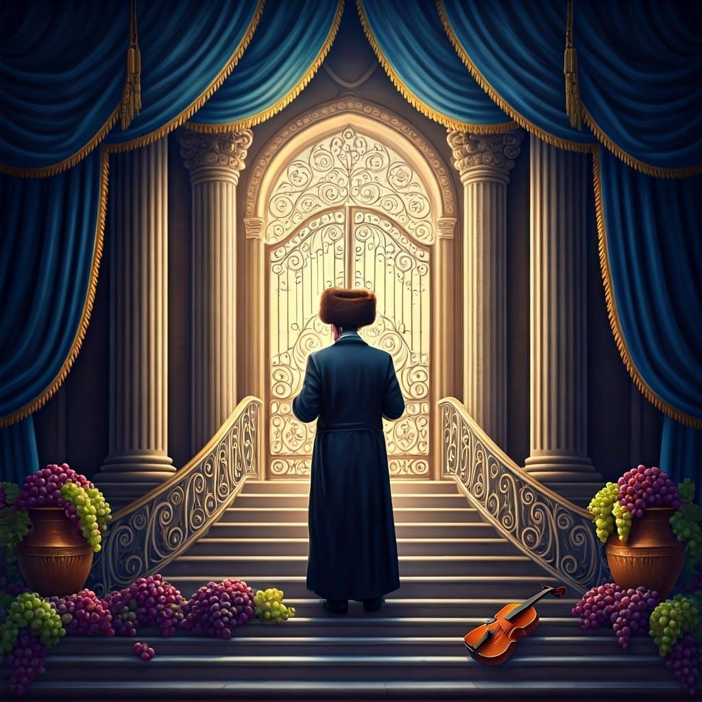 Baroque Synagogue Entrance with Roman Columns and Polished S...